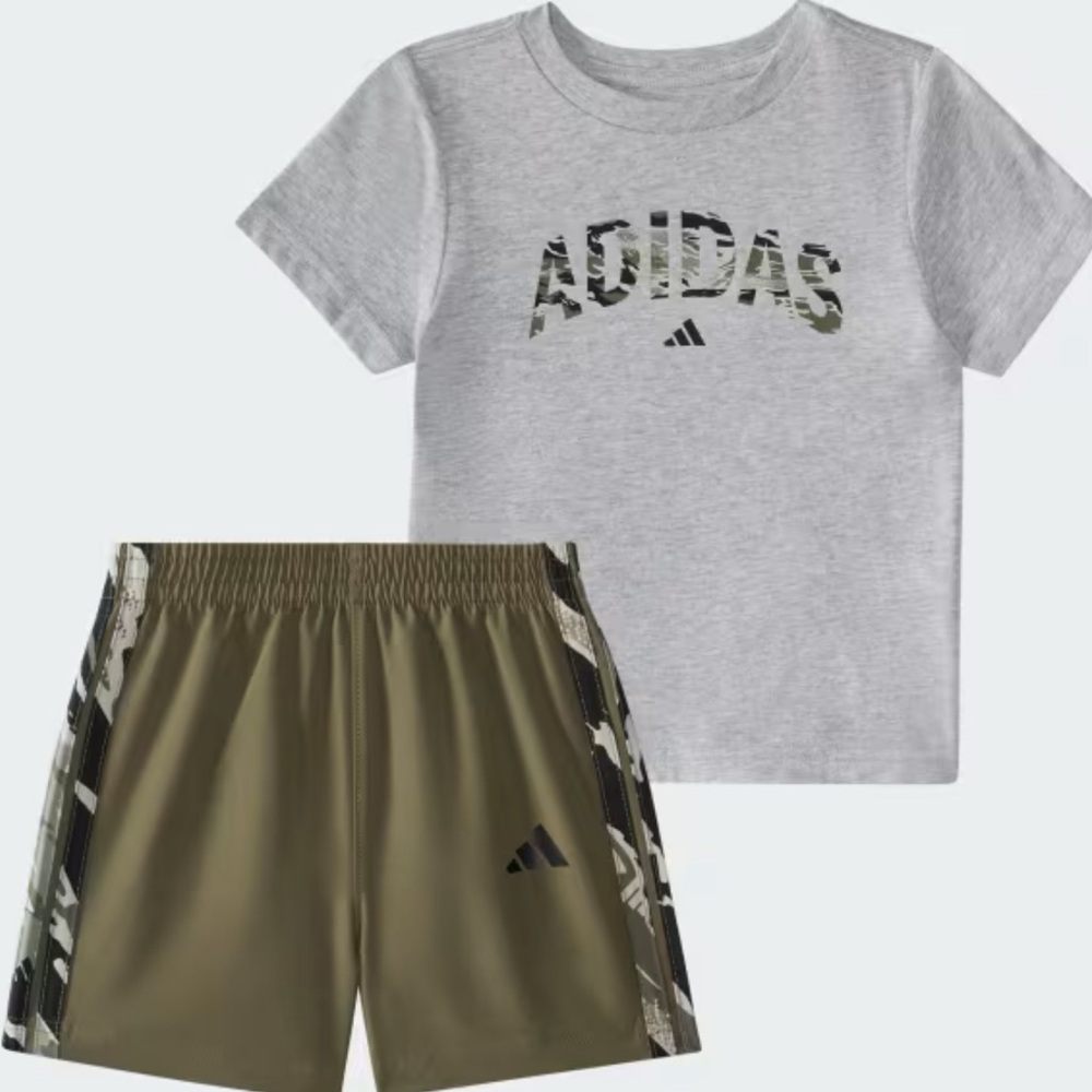 NWT Adidas Gray and Olive Two-Piece Set, Size 4T
